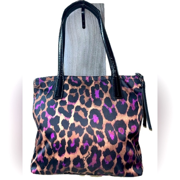 Coach Leopard Print Tote Bag - Black and Purple - Picture 14 of 14